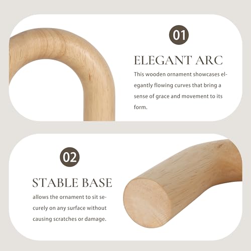3 Pieces Wood Arch Decor, Wooden Coffee Table Accents, Neutral Home Aesthetic Bookshelf Decoration, Desk Objects, Natural Modern Boho Decor for Living Room Entryway - color: Natural
