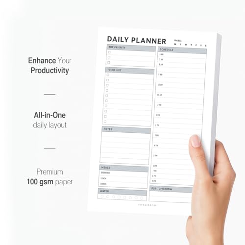 Daily Planner Notepad, 5.5 x 8.5" Tear-Off Pad – 70 Undated Sheets Focus-Enhancing Desktop Organizer with Hourly Schedule, To-Do List for Work, School (White, Checkbox, 2 Pack) - size: Checkbox, 2 Pack