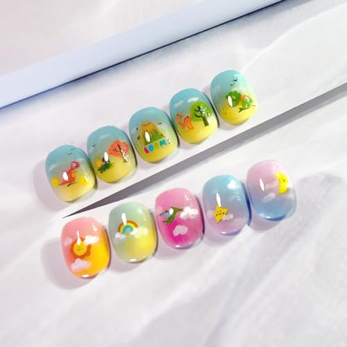 Okiyomi Glow in the Dark Nail Stickers for Kids, 15 Sheets, 735 Decals - color: 3d Set of 15