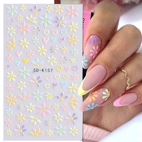 Nail Stickers for Nail Art Cherry Blossoms Nail Decals for Women - color: Colorful-11
