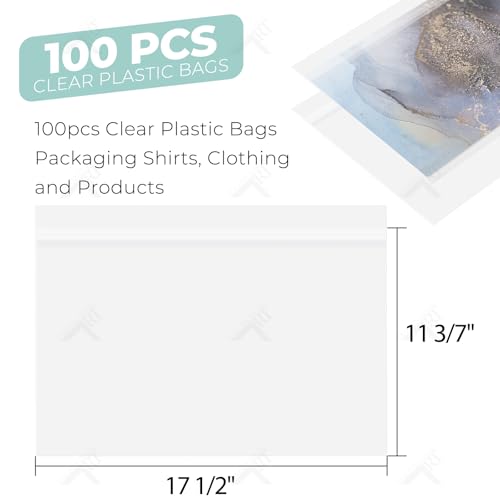 Golden State Art Acid Free Crystal Sealed Clear Bags, 11x17 inches,100 Pack - size: 11x17