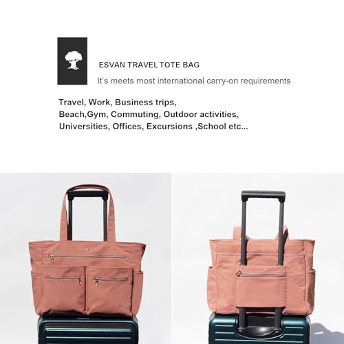 Weekender Bag Carry On Bag Overnight Tote Travel Duffle with 13 Pockets for Travel,Work，Gym,Beach,Teacher,Nurse - color: Pinklish Brown