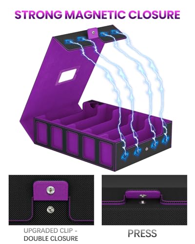 Gomyrod 5 Row 4200+ Trading Card Storage Box with Commander Display - color: Black/Purple, size: 4200+