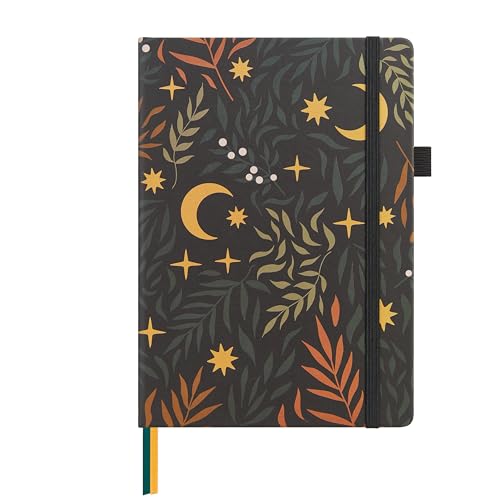 &And Per Se Lined Hardcover Notebook – A5 5.7"x8" College Ruled, 160 Pages, 100gsm Thick Paper – Aesthetic Journal for Women, Gift-Ready Planner, Everyday Writing Notebook (Lunar Leaf) - color: e.Lunar Leaf, style: Lined with Pattern