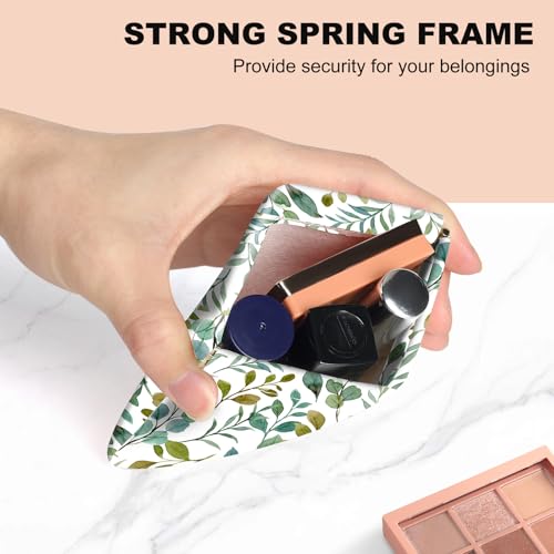 2Pcs PU Leather Small Squeeze Coin Purse Pouch Mini coin Bag Unique And Cute Wallet Cosmetic Bags Change Bag For Women Girls Men （Green Leaf - color: Green Leaf
