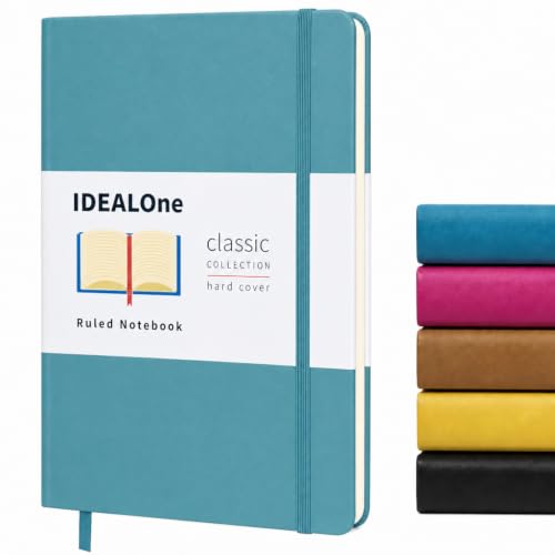 IDEALOne Hardcover Leather Journal Notebook Lined–A5 (5.7x8 inch), College ruled Journaling Notebooks,160 pages, 100GSM Thick Paper, Journal for Women,Men, Teens-Teal - color: Teal Lined, size: Single