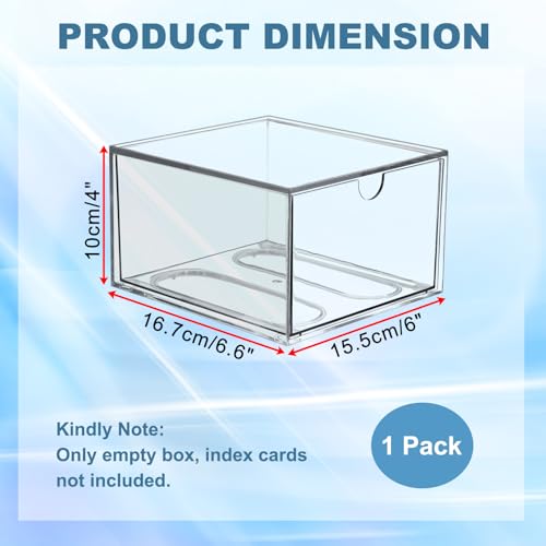 BTSKY 1 Pack Clear Index Card Box 3 x 5 Inch for Office Desk, Plastic