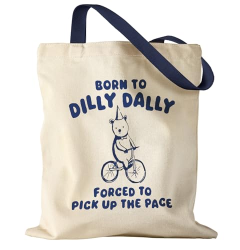 Miss Adola Cute Aesthetic Canvas Tote Bag for Women - color: Cycling Bear