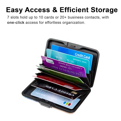 Credit Card Holder Small RFID Blocking Wallet Business Metal Slim Mini Aluminum Hard Case for Women Men - color: Blue Butterfly Daisies