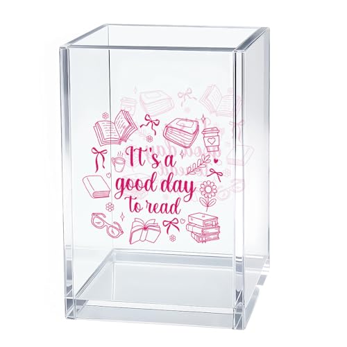 It's A Good Day To Read Pencil Holder for Desk Library Organization - color: Transparent36