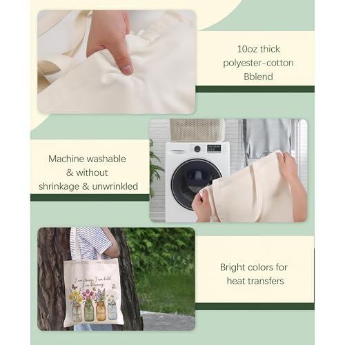 Aesthetic Canvas Tote Bag for Women – Minimalist Open-Top Design, Perfect for Books, Daily Errands and Gifting. - color: Blooming Affirmation Floral