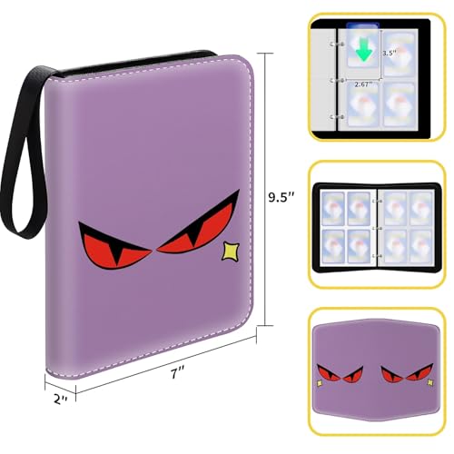 Card Binder 400 Pockets, 50 Sleeves Large Binder Trading Cards Holder 4 Pocket, Storage Organizer, Album Folder Case Protector Collector Gift Purple Red Eye Star - color: Purple Red Eye Star, size: 4 Pocket
