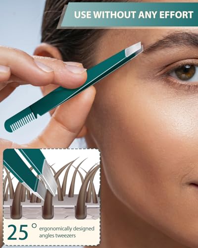MORGLES Tweezers Set 9 Pcs Nail Clipper Kit with Case for Eyebrows Grooming - color: E-green