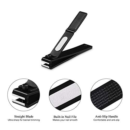 HAWATOUR Nail Clippers Set with Visibly Tin Case, Black - color: Black