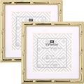 YiPinYin 4x4'' Gold Bamboo Design Metal Frame with mat for 3x3'' Set of 2, 3x3'' Elegant Gold Plated Metal Frame, Soft Touch Velvet Mat Desktop - color: Gold, size: 4x4 Mat 3x3 2PK