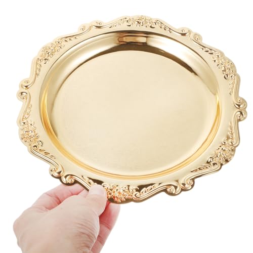 Golden Iron Jewelry Dish Tray for Desserts, Party Entertaining - color: Golden