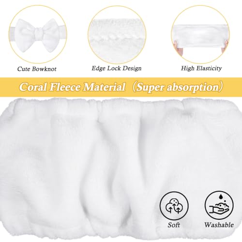 Shintop Skincare Headband, Soft Makeup Headwear with Bow for Washing Face - color: White