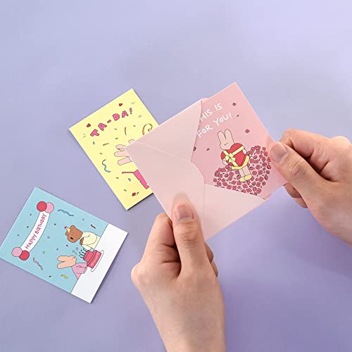 Monolike Day-by-day Card, Happy and Lucky Birthday - Mix 36 Mini Single cards, 36 envelopes, 36 stickers Package - color: Happy and Lucky Birthday