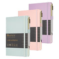 &And Per Se Lined Journal and Pen Set (3 Packs), A5 Leather Hardcover Notebook with Pen & Stationary Set, 160 Pages 100GSM Thick Ruled Paper Journal for Business Work Writing (Pink-Purple-Cyan) - color: Pink-Purple-Cyan