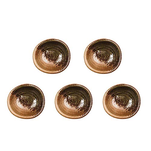 Colias Wing 3.5 Inch Simple Style Single Color Stylish Design Multipurpose Porcelain Side Dish Bowl Seasoning Dishes Soy Dipping Sauce Dishes-Set of 5-Brown - color: Set-of-5-TypeA