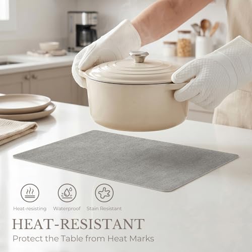 Romanstile Faux Leather Vinyl Placemats Set of 6, Light Grey - color: Light Grey