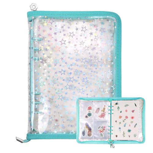 MUDOR 4 in 1 Sticker Storage Organizer Binder,Collecting Book Album Holder - color: Cyan
