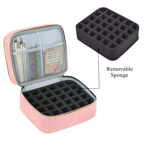 Nail Polish Organizer- Holds 30 Bottles, Nail Organizers and Storage Double-Layer Nail Bag Organizer Case Nail Polish Holder with Handle, Nail Kit Organizer for Manicures Tools (Pink) - color: Pink
