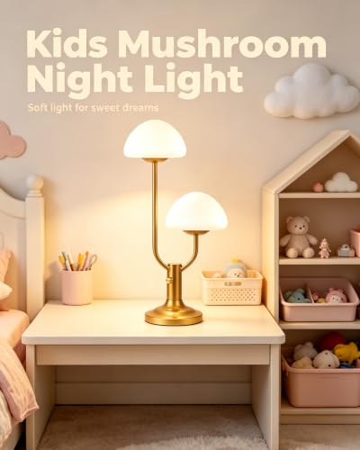 Lightdot Gold Mushroom Table Lamp for Bedroom Dimmable Cute Desk Lamp - color: 07-Gold-Mushroom-2U