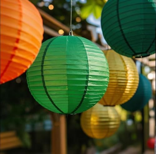 Green Orange Paper Lanterns Decorative 15pcs Party Hanging Decorations for Bachelorette Wedding Birthday Baby Shower Graduation Anniversary Green orangeThemed Room Decor - color: Green,orange,brown,gold,ivory White