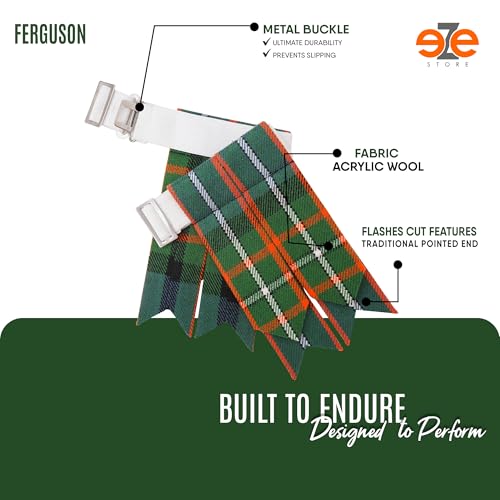 EZE Kilt Flashes for Men with Heavy Buckle Adjusters, Plain & Tartan Kilt Sock Flashes Acrylic Wool - color: Ferguson