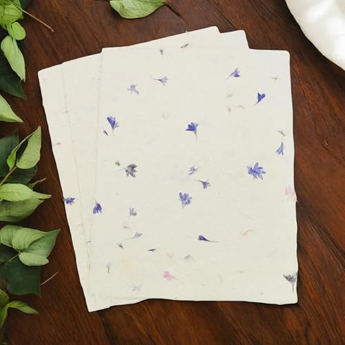 Handmade Lokta Deckle-Edge Printer Paper 8.5x11 (25 Sheets, Cornflower) - color: Cornflower