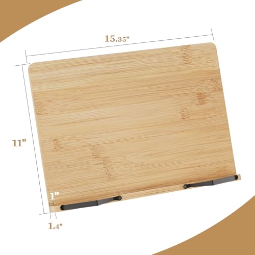 Book Stand, Large Book Holder for Reading Hands Free, Cookbook Stand - size: Large (15.35 × 11 in)