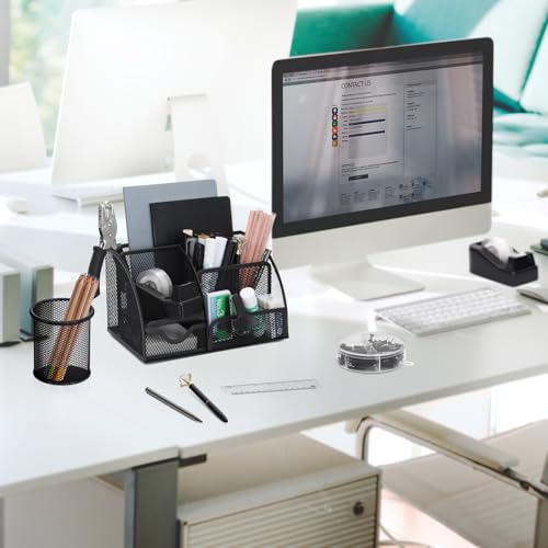 13-in-1 Office Desk Organizer Set for Back to School Supplies Accessories - color: Black