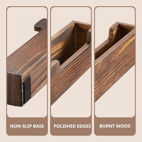 Bivvclaz Business Card Holder Desk, Burnt Wood Business Card Organizer Desktop Business Card Display Stand for Office Tabletop Exhibition, Small Business Essentials - color: Brown