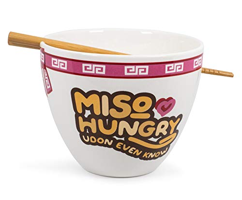 Toynk Miso Hungry Japanese Dinnerware Set | 16-Ounce Ramen Bowl and Chopsticks