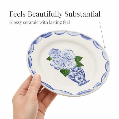 Mud Pie Ceramic Hydrangea Tidbit Plate - color: Blue