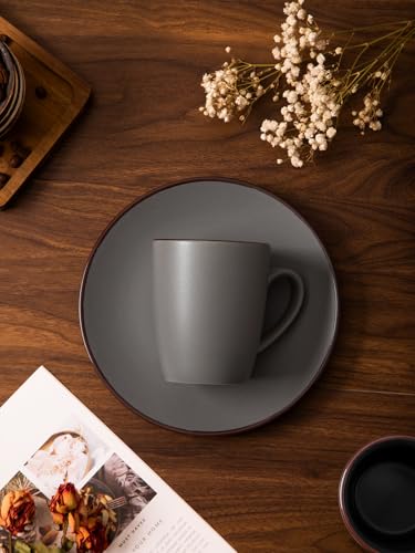famiware Venus Coffee Mugs Set of 4, 13 oz Ceramic Stoneware Mug Cup Set - color: Dark Gray, size: 4pcs