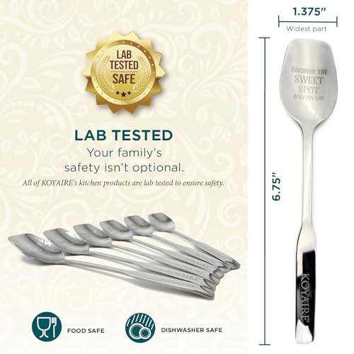 KOYAIRE Ice Cream Spoons Stainless Steel - Dessert Spoons Set of 6
