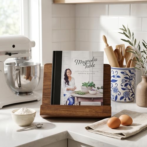 Beautiful Cookbook Stand for Your Kitchen Counter - Solid Wood, Fits iPad