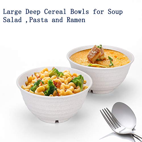 Homestockplus Unbreakable Cereal Bowls 30 OZ Ramen Bowl Microwave and Dishwasher Safe BPA-Free Eco-Friendly Deep Soup Bowl for Cereal, Salad, Soup, Rice（NOT CERAMIC） [Set of 8] - color: Beige, size: 30 Oz