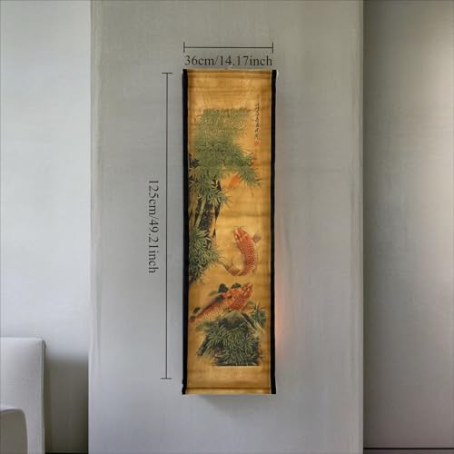 Wall Art Poster Prints Painting Hanging Scroll Decor Asia Summer Koi Fish - color: D2