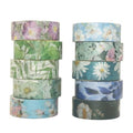 Spring Flower Washi Tape Set 10 rolls - 15 mm Floral Decorative Tape