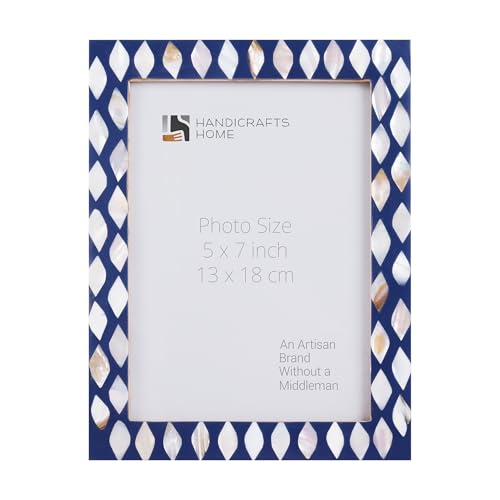 Handicrafts Home Handmade Decorative Mother Of Pearl Blue Picture Frame,5x7 - color: AVANT-DROPS, size: 5X7