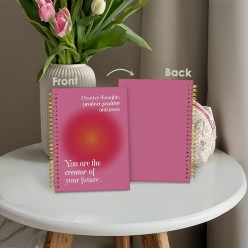 Wheatwin Positive Affirmations Spiral Notebook, Pink Aura Motivational Inspirational School Office Notebooks for Note Taking Work, Hardcover Spiral Notebook Gifts 5.5x8.3 - color: Pink aura