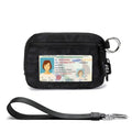 Wristlet Wallet for Women with Clear ID Window, Zip Coin Purse and Keychain - color: Black Leopard