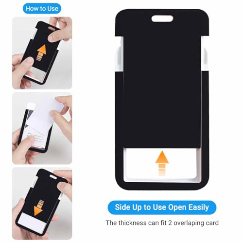 ID Holders for Badges Black Badge Holder with Lanyard Clip for Women Nurse Teacher Student - color: Black