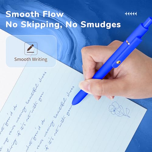 UIXJODO Blue Pens, 6 Pcs Blue Ink Pens Fine Point Smooth Writing Pens, 0.5mm Colored Ink Gel Pens for Journaling Note Taking, School Supplies Gifts for Women (6 Pcs Gold Blue - Blue Ink) - color: 6 Pcs Gold Blue - Blue Ink