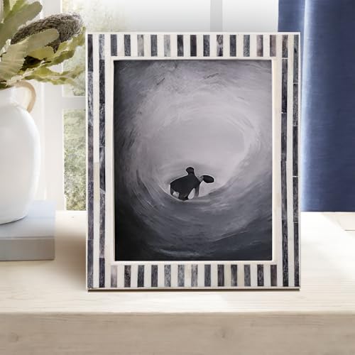 Handicrafts Home Handmade Neutral Bone Inlay Grey & White Picture Frame,6x4 - color: KAYALA-SAJE, size: 8X10