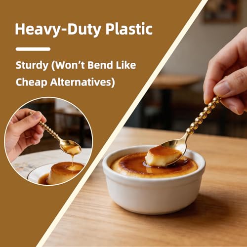 Premium 120-Piece Gold Mini Dessert Spoons with Beaded Handle, 4.4 Inch - color: 120pcs Gold Spoons