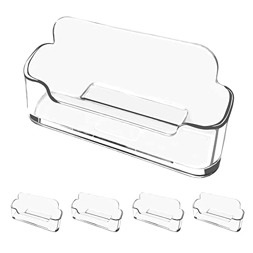 Vrupin Business Card Holder for Desk - 4 Pack Acrylic Business Card Holder , Fits 30-50 Business Cards Display Business Card Stand Desktop Business Card Holders for Exhibition